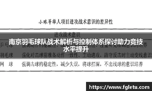 南京羽毛球队战术解析与控制体系探讨助力竞技水平提升